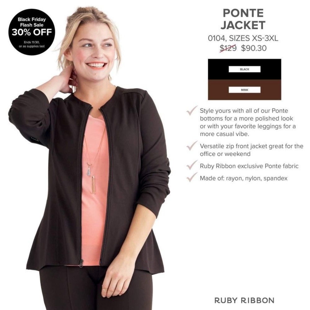 Ruby Ribbon Ponte Jacket - Picture 2 of 7